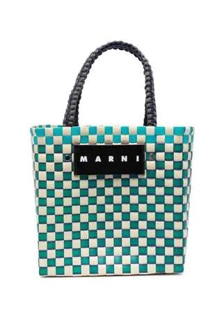 Marni Market плетеная сумка-тоут с нашивкой-логотипом