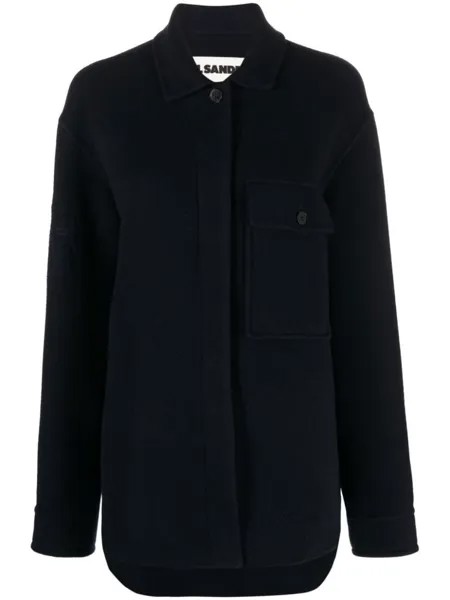 Jil Sander шерстяная куртка с монограммой, синий