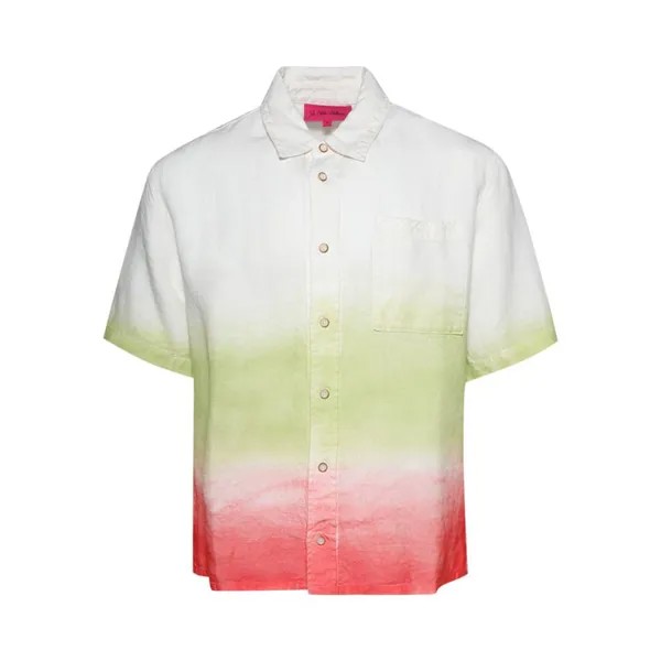 Рубашка The Elder Statesman Sulfur Gradient Overshirt Short-Sleeve, цвет Ivory/Wasabi/Fiery Coral