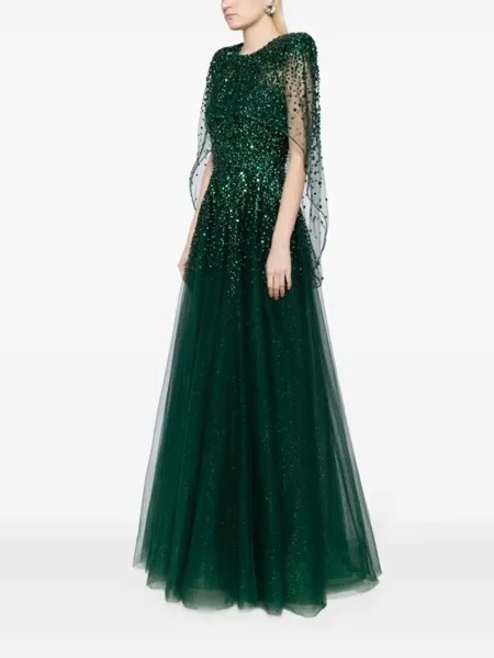 Jenny Packham вечернее платье Osha с пайетками, зеленый