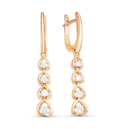 Серьги Бриллианты Костромы, красное золото, 585 проба, бриллиант