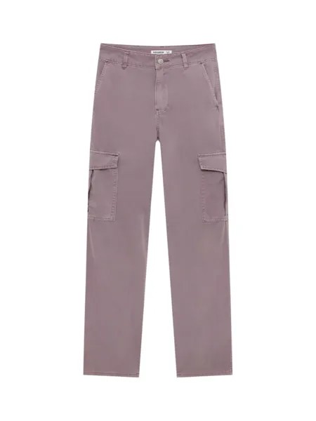 Широкие джинсы-карго Pull&Bear, фиолетовый