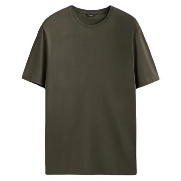 Футболка Massimo Dutti Short Sleeve Mercerised Cotton, хаки