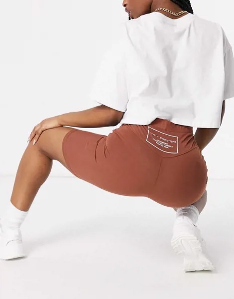 Облегающие шорты шоколадного цвета с принтом Public Desire-Коричневый цвет