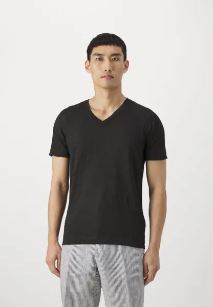 Футболка с принтом Men V Neck 120% Lino, черный