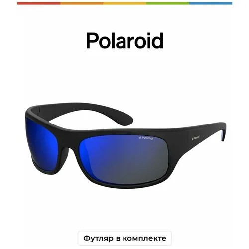 Солнцезащитные очки Polaroid Polaroid 07886 3OL 5Z 07886 003 5X, черный, голубой