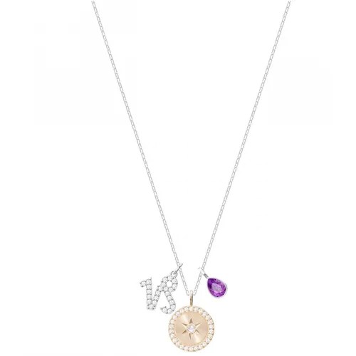 Колье SWAROVSKI, кристаллы Swarovski, длина 38 см, серебряный, фиолетовый