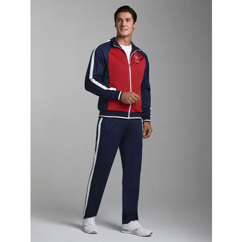 Костюм Addic, куртка и брюки, повседневный стиль, прямой силуэт, размер 46, синий