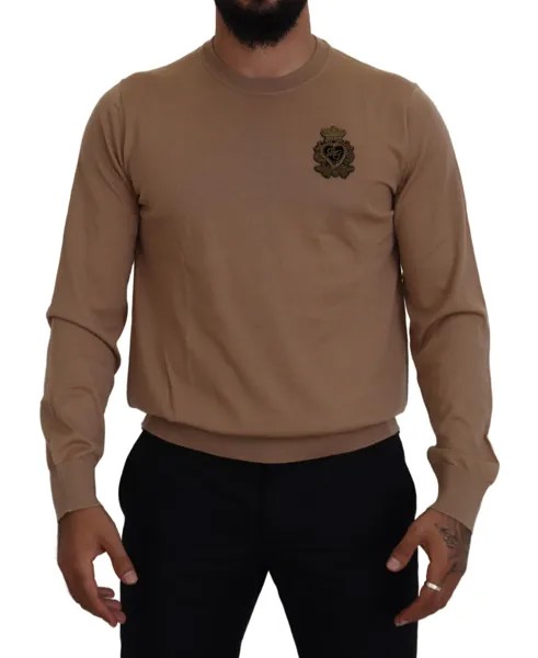 DOLCE - GABBANA Свитер Бежевый кашемировый пуловер с логотипом в виде короны IT52 / US42 / L 1350 долларов США