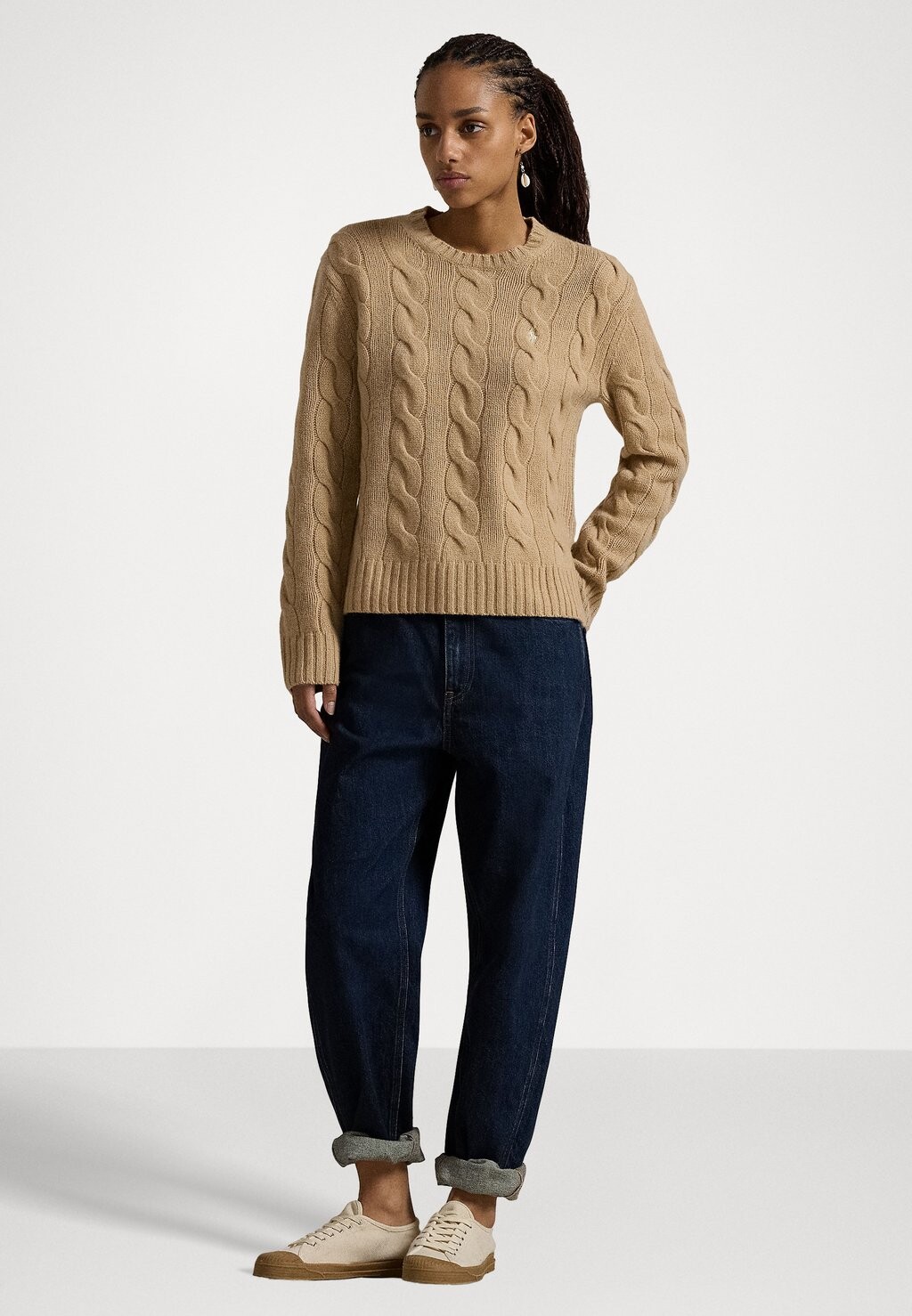 Вязаный свитер CLASSIC FIT CABLE WOOL CASHMERE SWEATER Ralph Lauren, коричневый