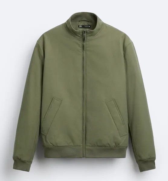 Куртка-бомбер Zara Cotton Blend, хаки