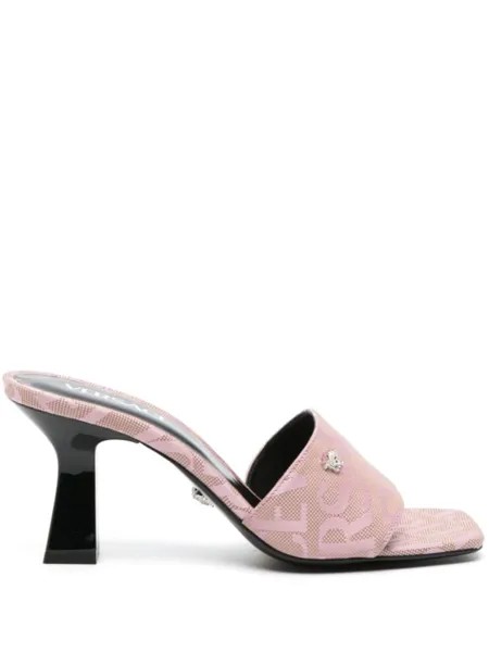 Versace мюли Allover 80 с жаккардовым логотипом, розовый