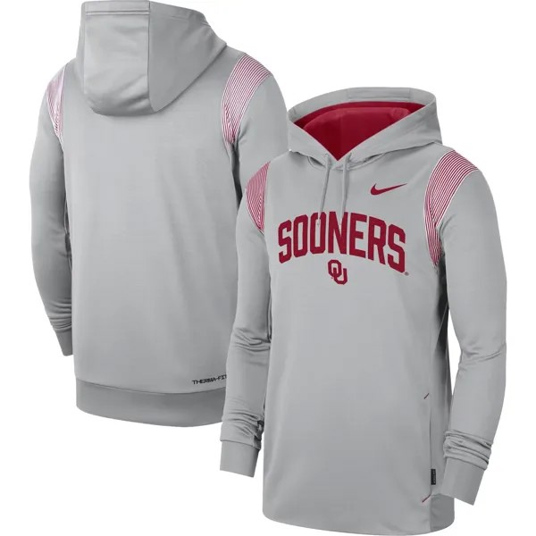 Мужской серый пуловер с капюшоном Oklahoma Early 2022 Game Day Sideline Performance Nike