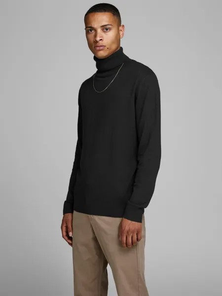 Пуловер Jack & Jones Dünner Rollkragen Strick Rundhals Basic Sweater JJEEMIL, черный