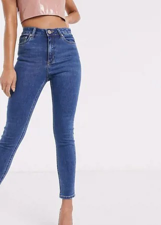 Ярко-синие джинсы скинни с завышенной талией ASOS DESIGN Petite ridley-Фиолетовый