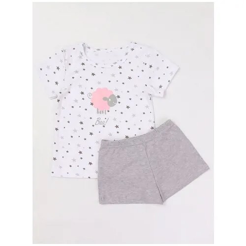 30370 Пижама: Футболка, шорты, КотМарКот, размер 116, Состав: 65% хлопок, 35% полиэстер, цвет Белый