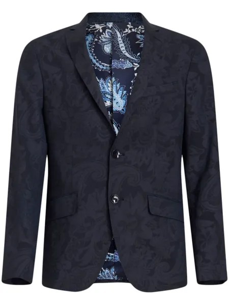 ETRO однобортный пиджак с жаккардовым узором, синий