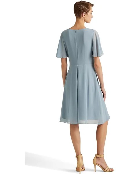Платье LAUREN Ralph Lauren Flutter-Sleeve Georgette Dress, цвет Ashley Blue