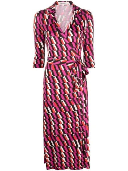 Diane Von Furstenberg платье миди Abigail с абстрактным принтом, розовый