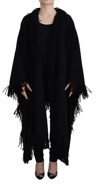 DOLCE - GABBANA Куртка из альпаки, черное пальто с бахромой и длинными рукавами IT38/US4/XS 2200usd