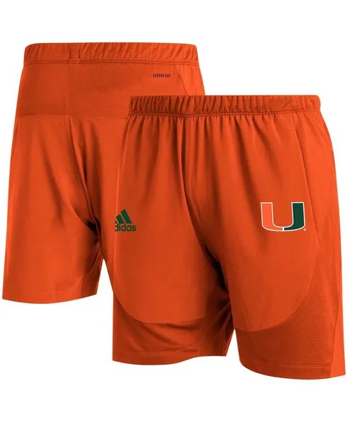 Мужские оранжевые тренировочные шорты Miami Hurricanes 2021 Sideline Aeroready adidas