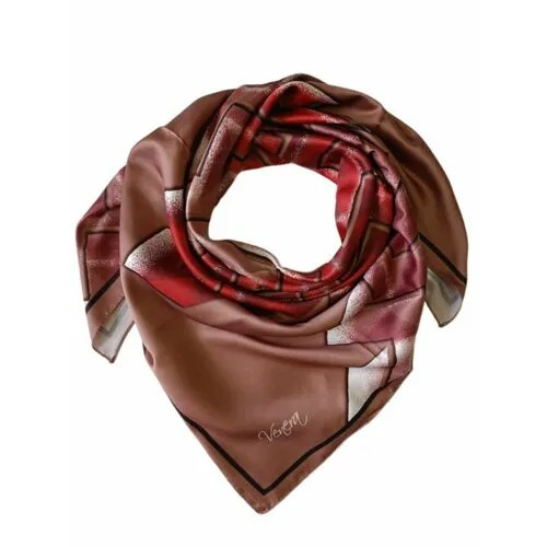 Платок VENERA,90х90 см, бордовый, белый, фиолетовый, красный, коричневый