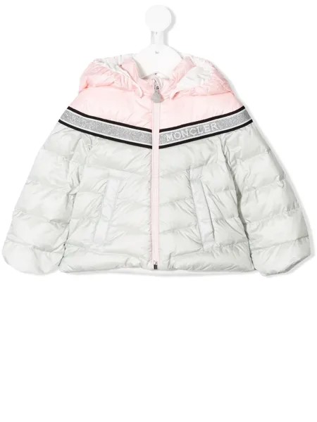 Moncler Enfant пуховик с блестками и логотипом
