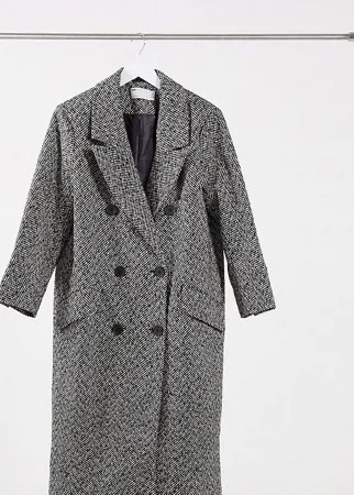 Монохромное пальто в винтажном стиле с узором «в елочку» ASOS DESIGN Petite-Многоцветный