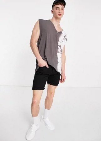 Черная длинная oversized-майка с глубоким вырезом горловины и принтом тай-дай ASOS DESIGN-Серый
