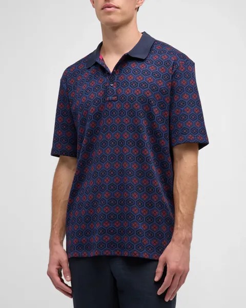 Мужская жаккардовая рубашка-поло Scotch & Soda, цвет Ink Blue Jacquard