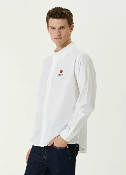 Белая рубашка с вышитым логотипом Kenzo