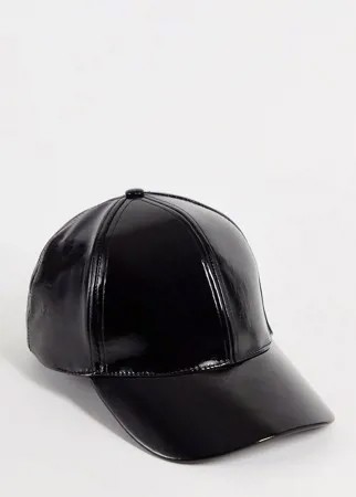 Черная виниловая бейсболка ASOS DESIGN-Черный цвет
