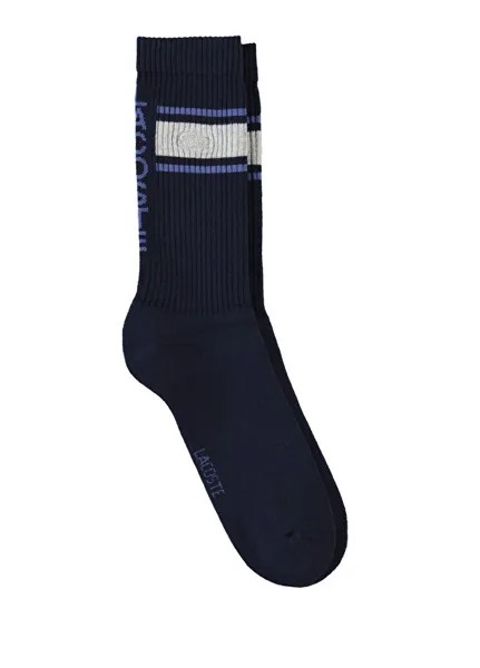 Темно-синие мужские носки с цветными блоками Lacoste