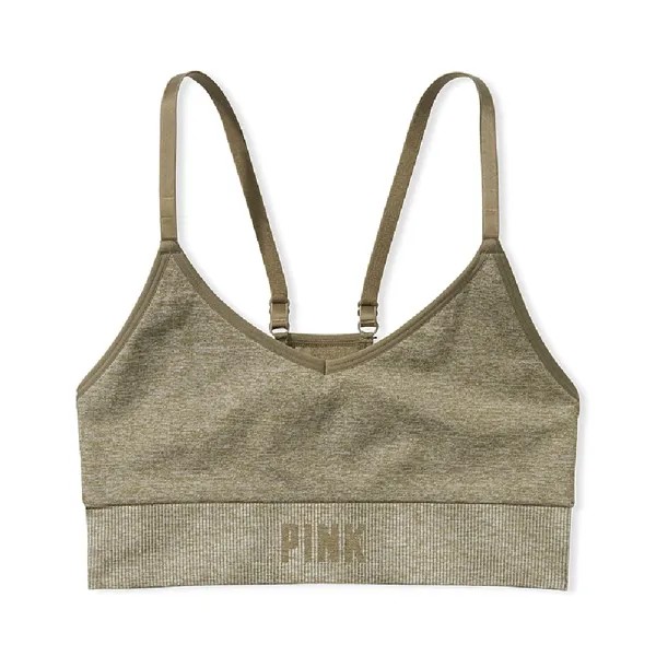 Топ спортивный Victoria's Secret Pink Seamless Racerback, оливковый