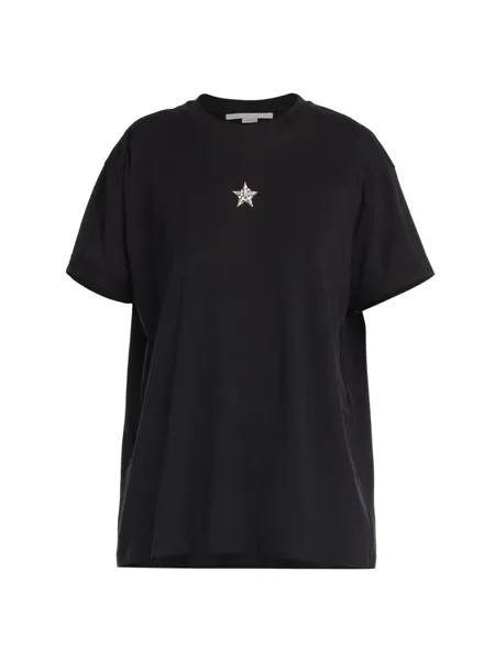 Хлопковая футболка Mini Crystal Star Stella McCartney, черный