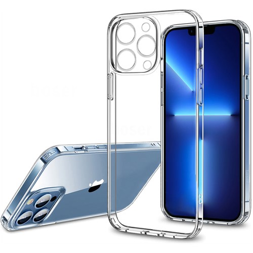 Прозрачный силиконовый чехол с защитой камеры для Apple iPhone 14 Pro Max / Тонкий противоударный чехол на телефон Эпл Айфон 14 Про Макс