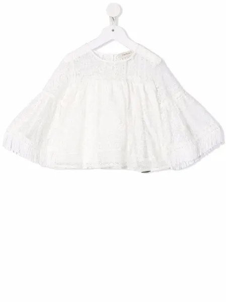 TWINSET Kids туника с бахромой и вышивкой