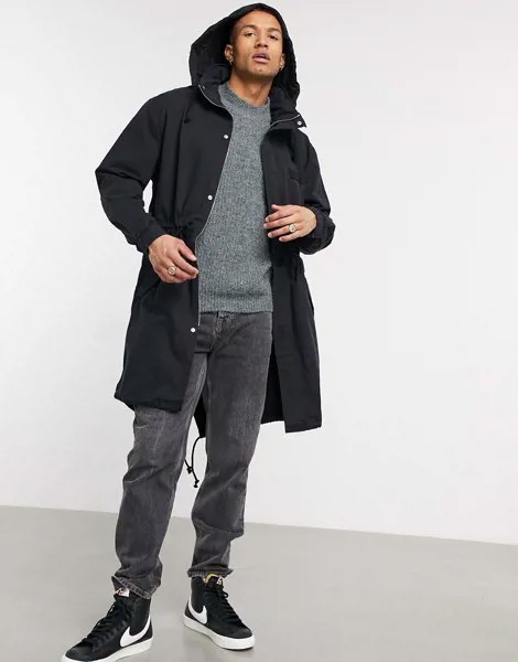 Черная куртка-парка с воротником-стойкой ASOS DESIGN-Черный цвет