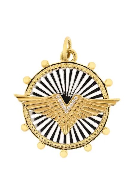 Foundrae золотой медальон Passion Wings с бриллиантами