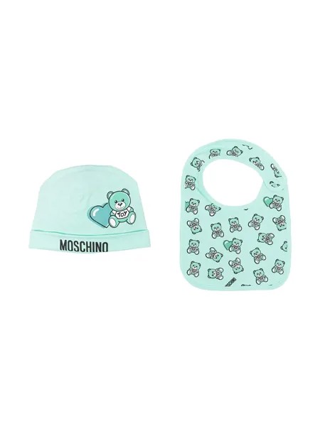 Moschino Kids комплект из шапки бини и нагрудника с логотипом