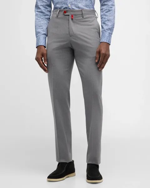 Мужские брюки из шерстяного твила Kiton, цвет Gray Multi