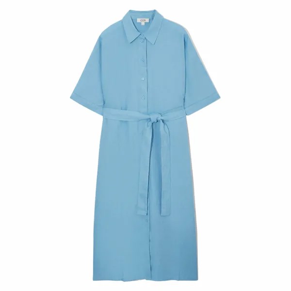 Платье-рубашка COS Belted Linen, голубой