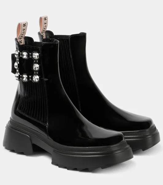 Ботинки «Челси» из лакированной кожи Wallaviv Roger Vivier, черный