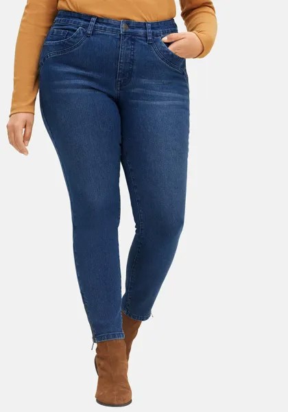 Джинсы 7/8 с молниями по низу sheego, цвет Blue Denim