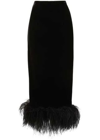 16Arlington бархатная юбка-карандаш с перьями