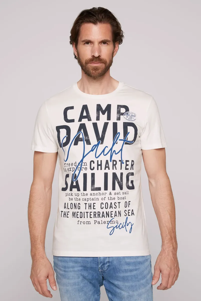 Рубашка CAMP DAVID с круглым вырезом, хлопок, белый