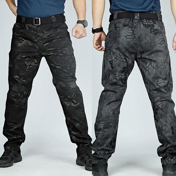 Мужчины Камуфляж Multi-Pockets Быстрая сушка На открытом воздухе Спорт Тактические брюки Брюки-карго