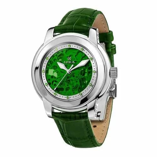 Наручные часы НИКА, серебро, зеленый, серебряный