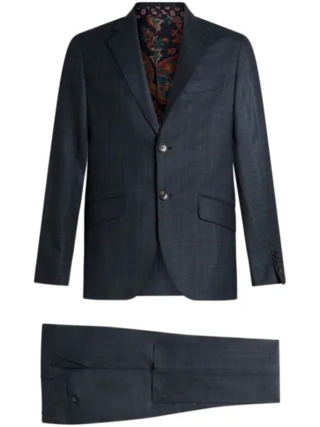 ETRO шерстяной костюм-двойка в клетку, синий