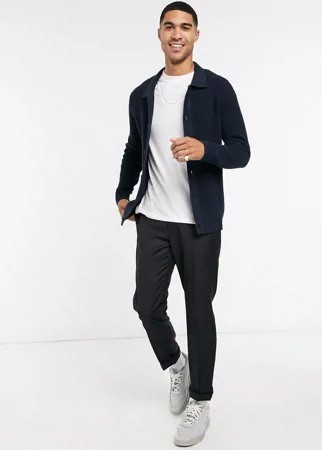 Темно-синий кардиган с воротником Selected Homme